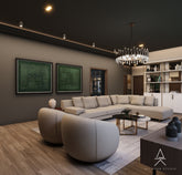 Discover this warm modern living room by HAUS Living