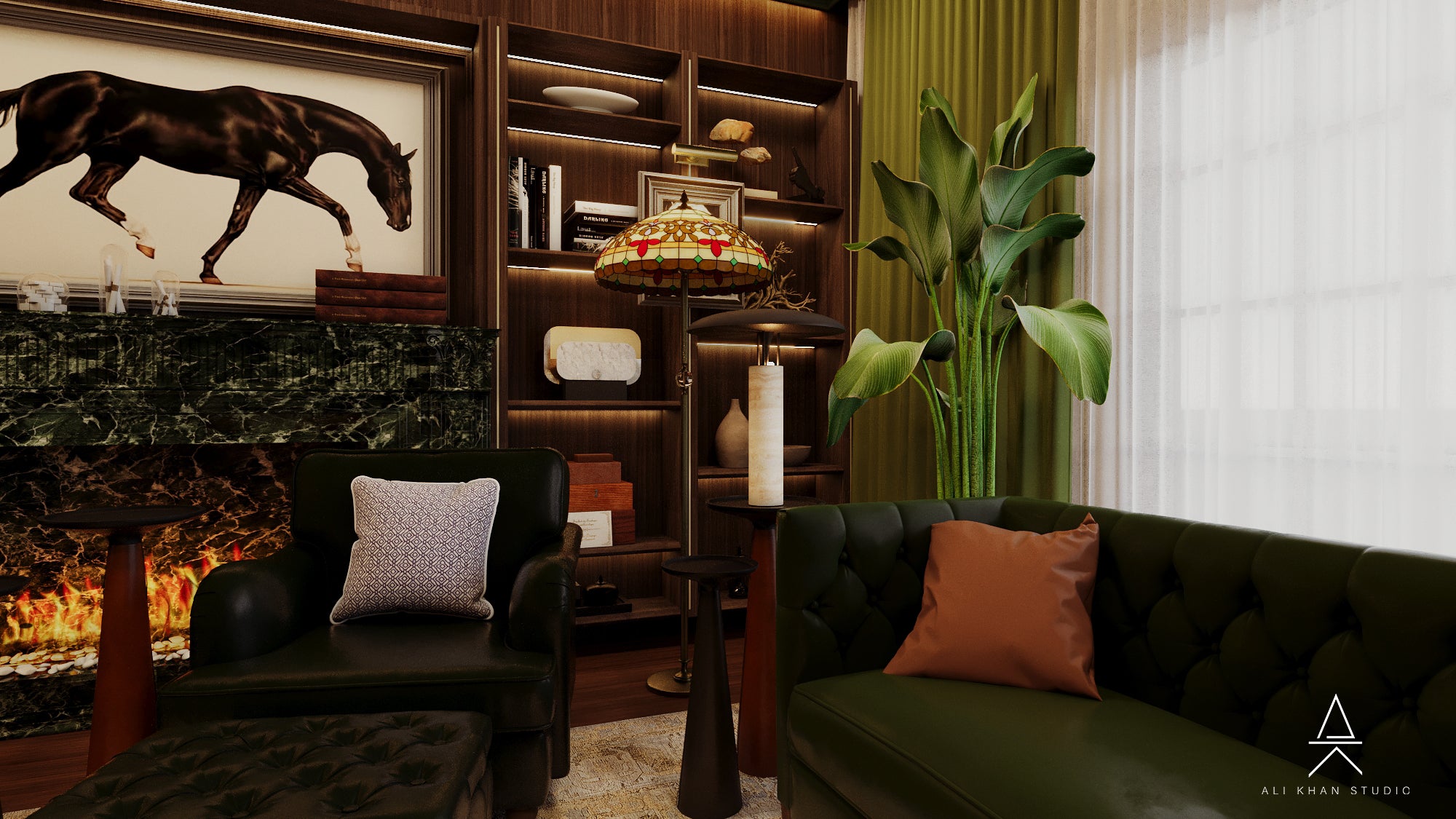 Moody Masculine Lounge Design | Private Club Interiors by HAUS Living
