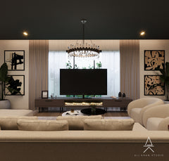 Discover this warm modern living room by HAUS Living