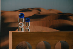 DOMUS Console - Modern Arched Wooden Console Table set against a cinematic desert backdrop by Ali Khan Studio Karachi Pakistan