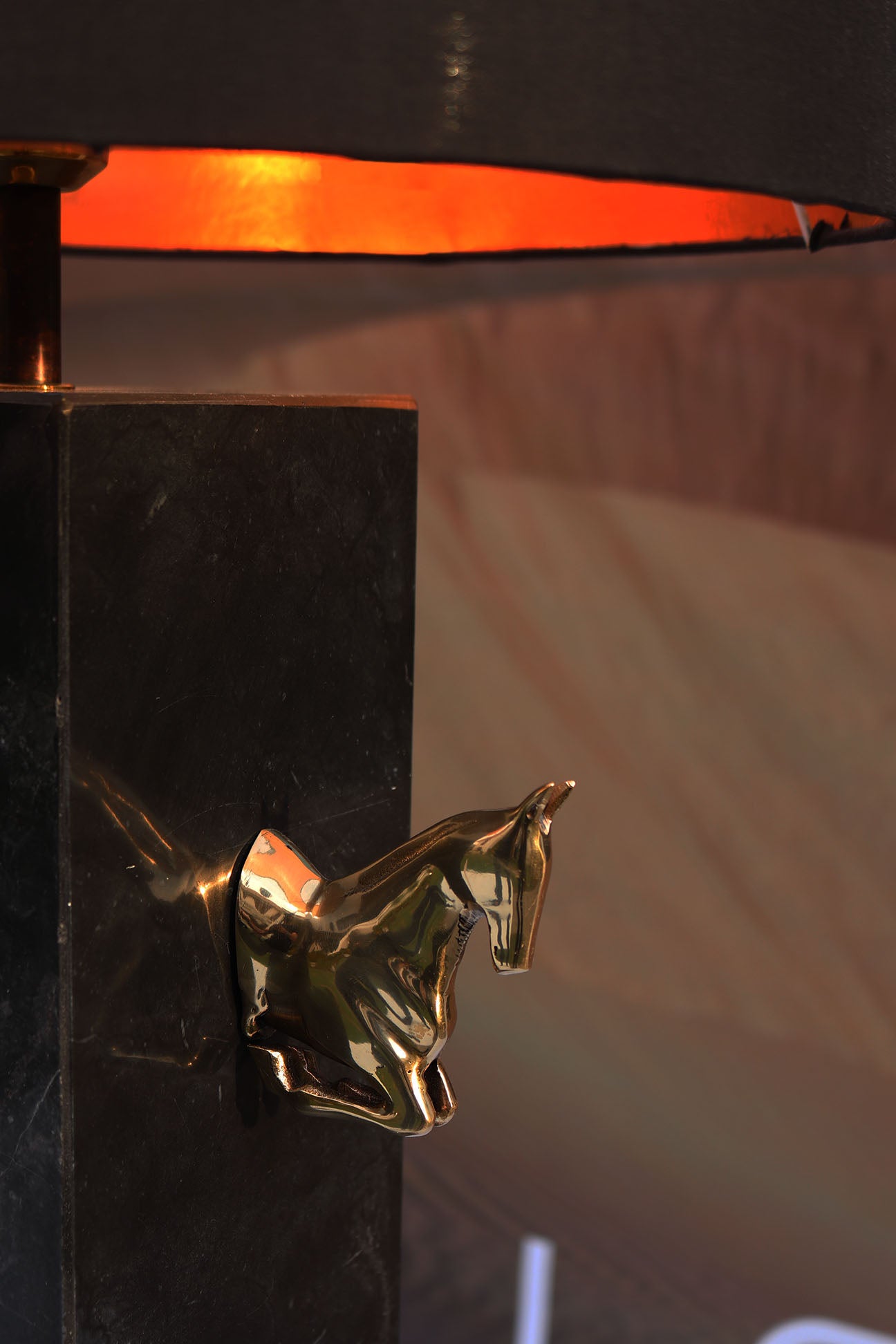 Brass Horse Lamp - Solid Brass and Marble Equestrian Lighting by Ali Khan Studio Karachi Pakistan