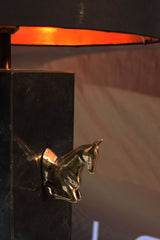 Brass Horse Lamp - Solid Brass and Marble Equestrian Lighting by Ali Khan Studio Karachi Pakistan