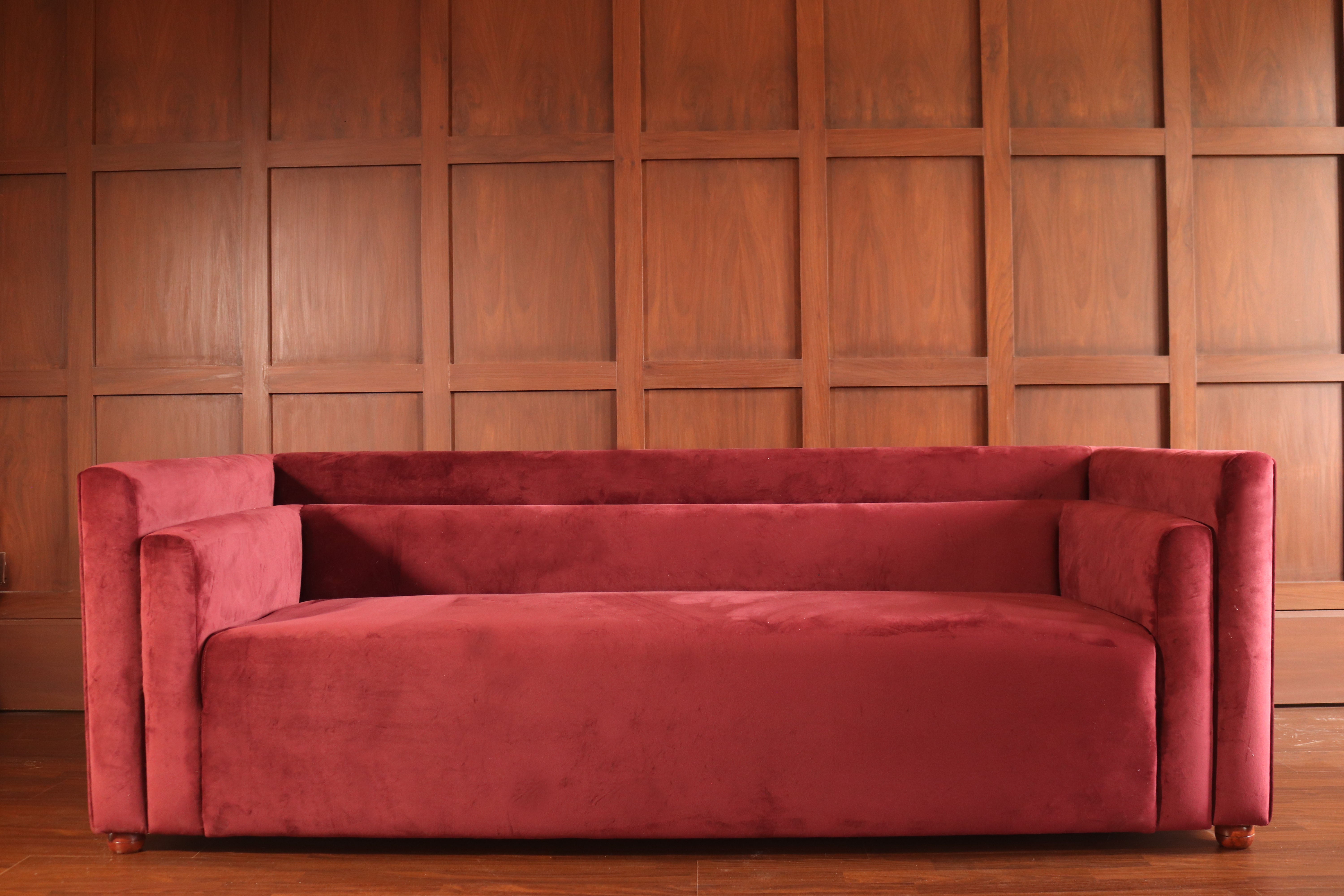 Juno Sofa with Two-Level Backrest - Designer  Velvet Seating by Ali Khan Studio Karachi 