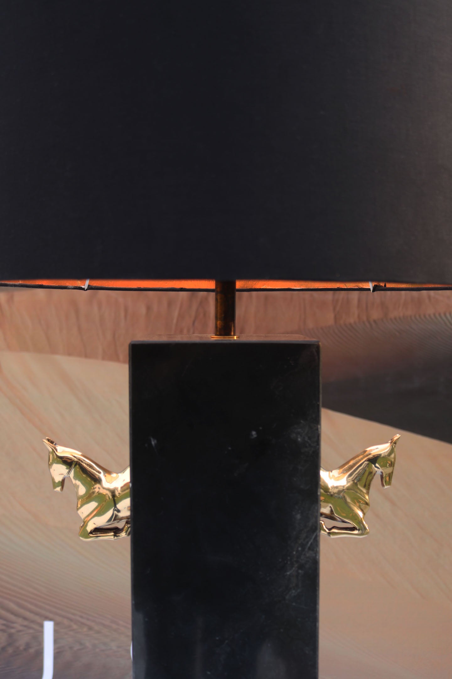 Brass Horse Lamp - Solid Brass and Marble Equestrian Lighting by Ali Khan Studio Karachi Pakistan