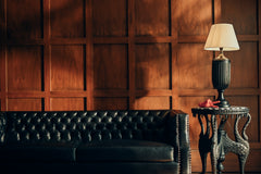 NIGHT TALK Sculptural Fluted Lamp on a Striped Pattern Console by Ali Khan Studio Karachi Pakistan